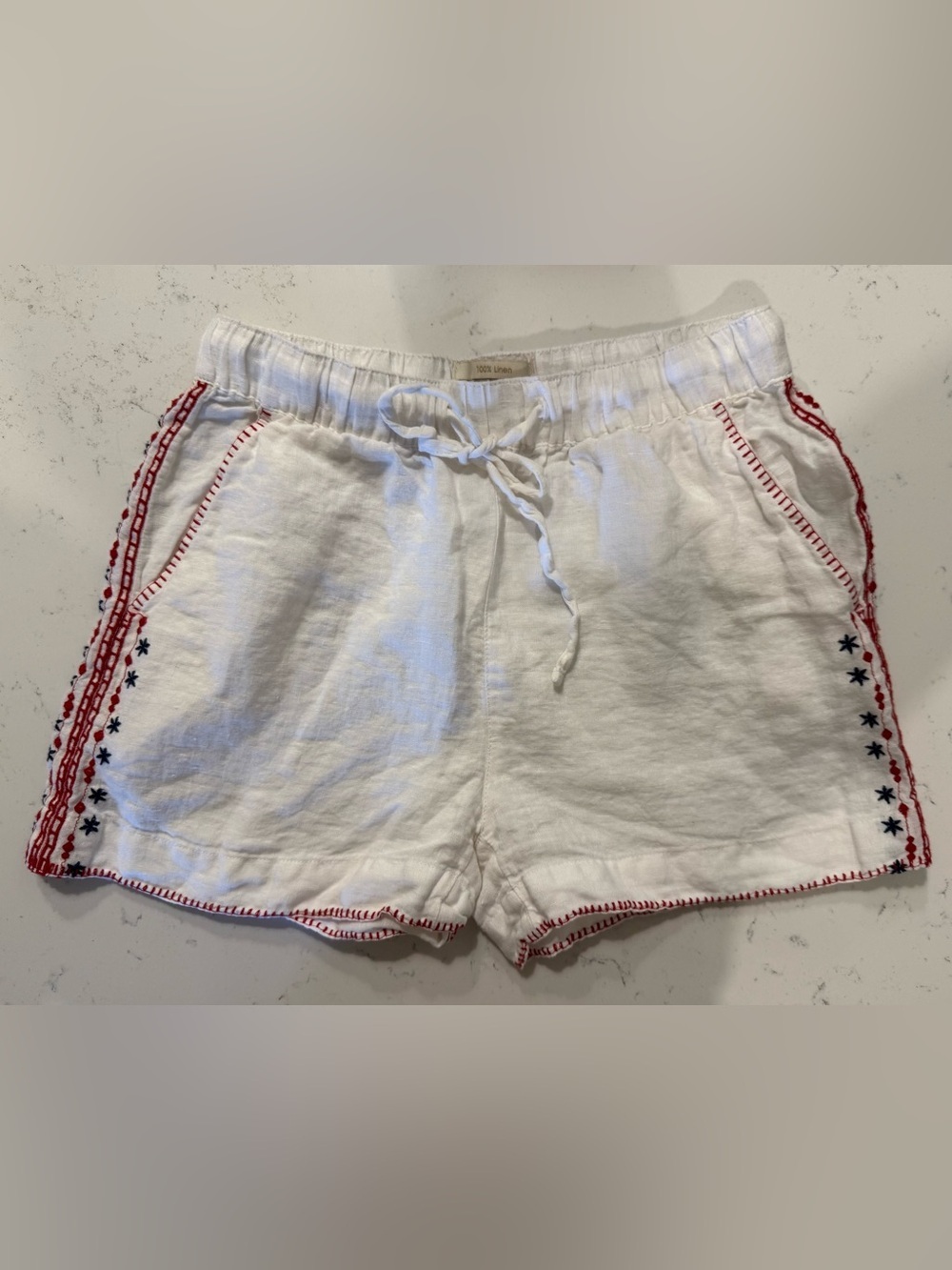 Cynthia Rowley White Linen Embroidered Beach Shorts XS - Picture 2 of 6